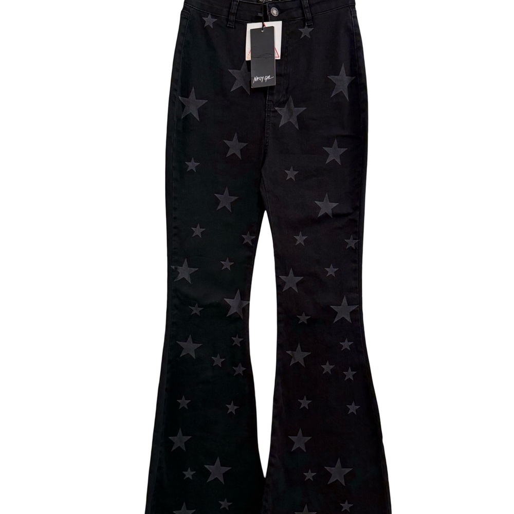 Nasty Gal Black Star Flare Jeans